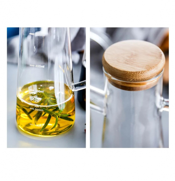 Sticla pentru Ulei si Otet, 1000 ml, capac din bambus [3]