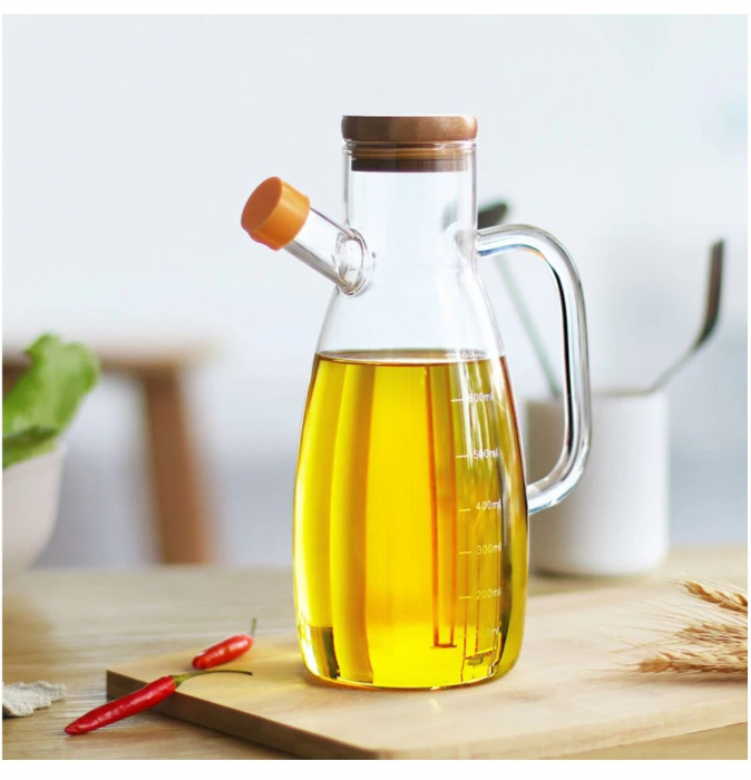 Sticla pentru Ulei si Otet, 700 ml, capac din bambus [6]