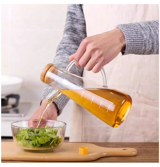 Sticla pentru Ulei si Otet, 700 ml, capac din bambus [5]