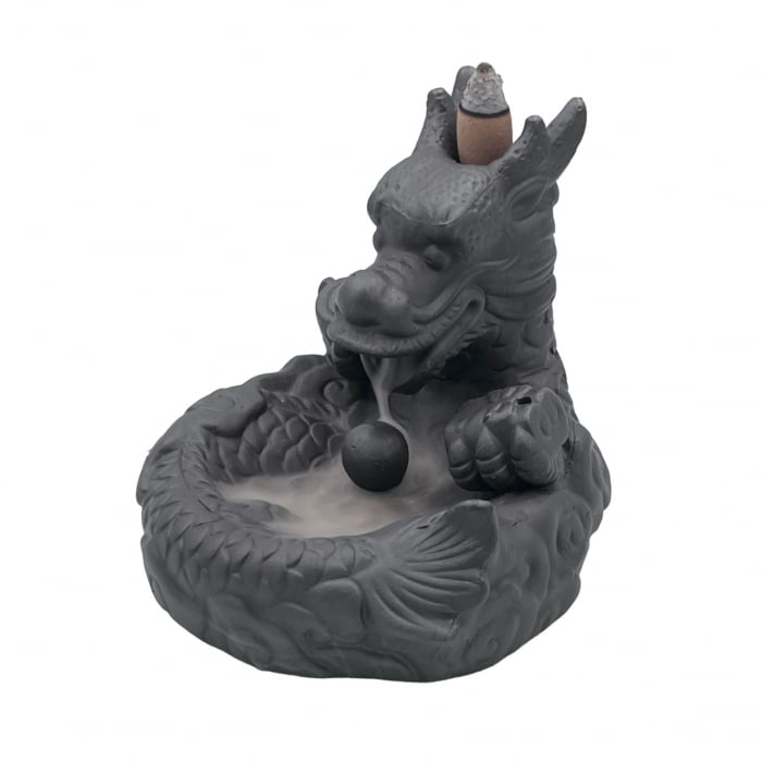 Suport Cascada ardere conuri parfumate Backflow, ceramica, DRAGON, 10x11cm [2]