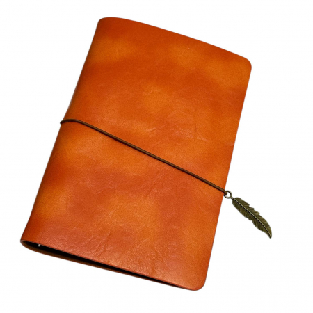 Agende - Jurnale - Agenda Orange-Leaf,  Coperta din Piele Ecologica, 80 File, 19x13 cm