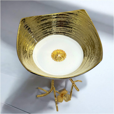 Bol din portelan pentru aperitive cu suport metalic – 18.5x18.5 cm, inaltime 18 cm [1]