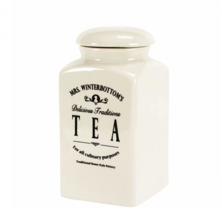 Borcan din Ceramica cu capac, TEA, Crem, 20 x 10 cm [1]