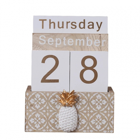 Calendare - Calendar din Lemn, 11 x 6 x 14 cm, Ananas