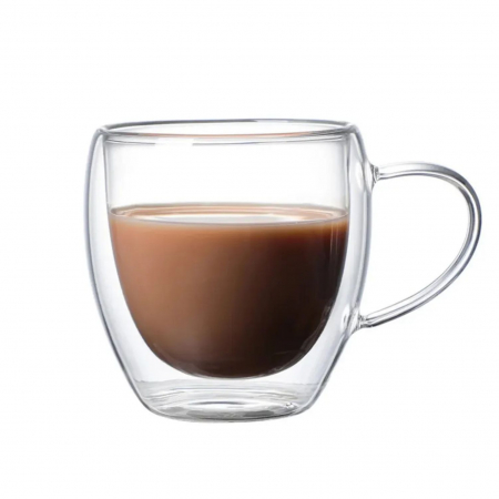 Pahare si Cani - Cana 250 ml din Sticla Borosilicata cu Perete Dublu