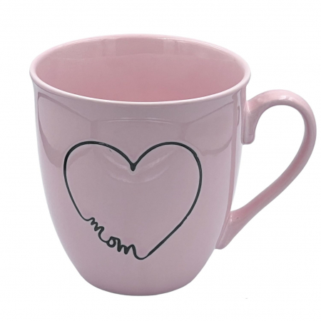 Pahare si Cani - Cana Ceramica 550 ml, 11x12 cm, LOVE, PINK