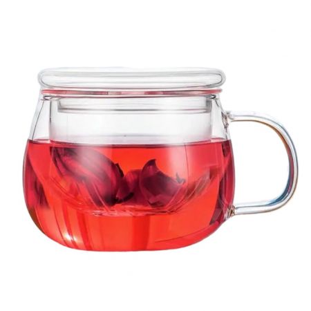 Savoarea Ceaiului - Cana cu infuzor si capac din sticla termorezistenta, 300 ml