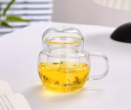 Cana cu infuzor pentru ceai 250 ml, sticla borosilicata, capac tip cupa [5]