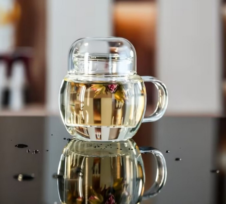 Cana cu infuzor pentru ceai 250 ml, sticla borosilicata, capac tip cupa [3]