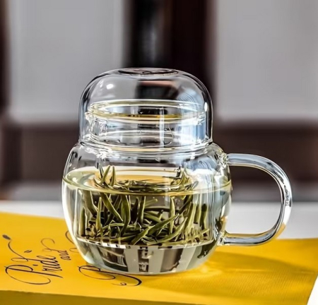 Savoarea Ceaiului - Cana cu infuzor pentru ceai 250 ml, sticla borosilicata, capac tip cupa