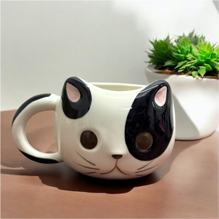 Cana din Portelan CAT, 400 ml – Design Amuzant cu Forma de Pisica [2]