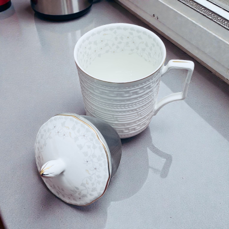 Cana din Portelan fosfatic cu infuzor metalic, FLORA, 350 ml [1]