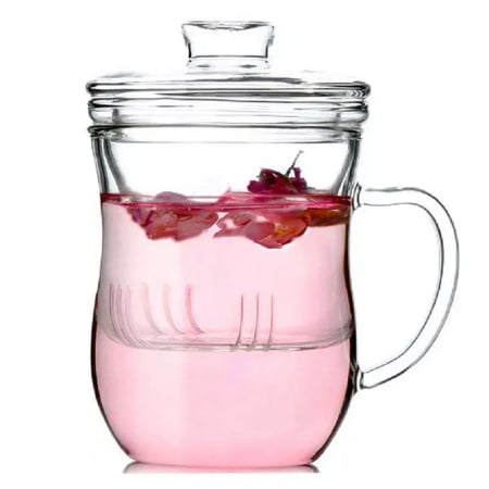 Cana din Sticla borosilicata cu Infuzor si capac din sticla, 350 ML [4]