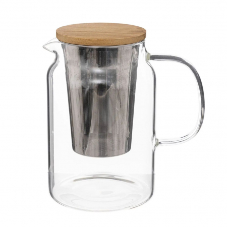 Ceainice si infuzoare - Ceainic din sticla termorezistenta, infuzor metalic si capac, 900 ML