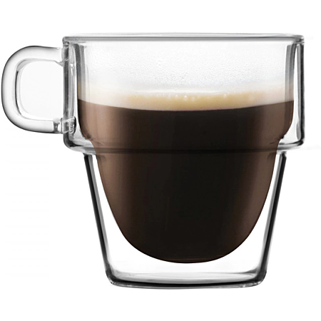 Set 4 cani sticla borosilicata 250 ml, perete dublu, stivuibile [2]