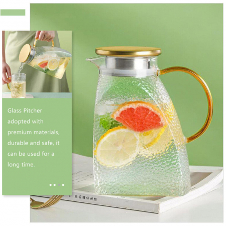 Carafa din sticla borosilicata cu capac din Inox, SQUARE, 1400 ml, 9x13x20 cm [3]