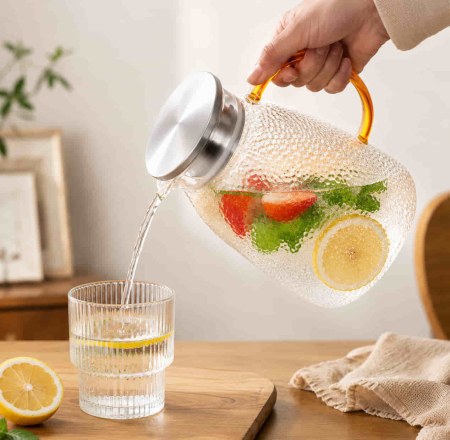 Carafa din sticla borosilicata cu capac din Inox, SQUARE, 1400 ml, 9x13x20 cm [3]