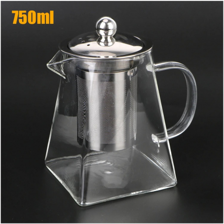 Ceainic 750 ml CLARK, sticla borosilicata cu infuzor si capac metalic [1]