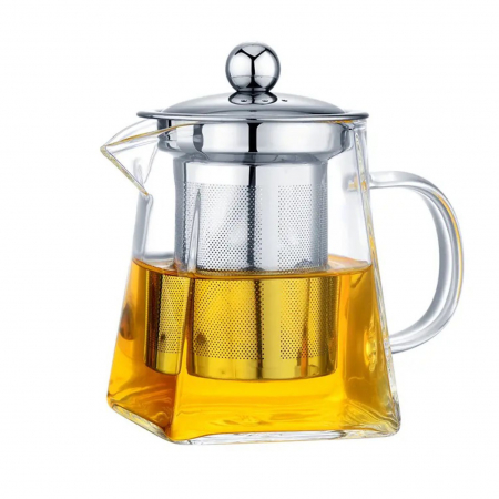 Ceainice si infuzoare - Ceainic 750 ml CLARK, sticla borosilicata cu infuzor si capac metalic