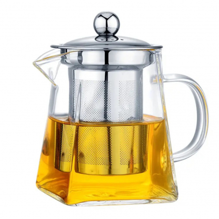 Ceainice si infuzoare - Ceainic 950 ml CLARK, sticla borosilicata cu infuzor si capac metalic