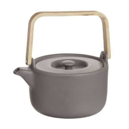 Ceainice si infuzoare - Ceainic din Ceramica cu infuzor metalic si maner Bambus, NATURAL Bej, 800ml