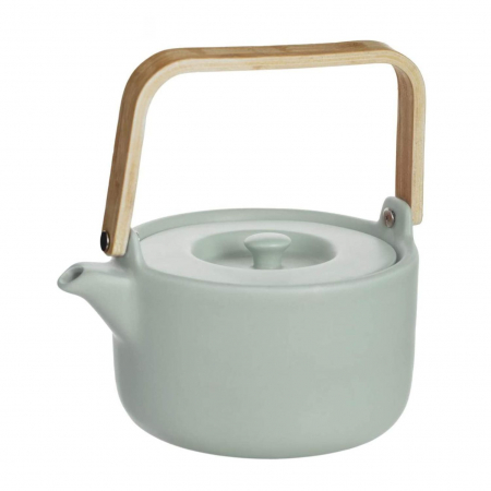 Ceainice si infuzoare - Ceainic din Ceramica cu infuzor metalic si maner Bambus, NATURAL MINT, 800ml