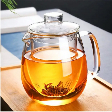 Cană pentru ceai din sticlă borosilicată cu infuzor și capac [4]