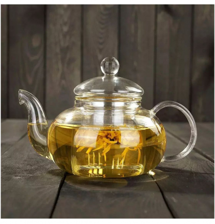 Ceainic din sticla 1000 ml, cu capac si infuzor din sticla [4]