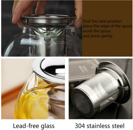 Ceainic din sticla Borosilicata  cu infuzor metalic, 650 ml [2]