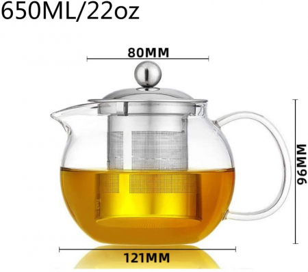 Ceainic din sticla Borosilicata  cu infuzor metalic, 650 ml [3]