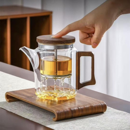 Ceainic „ZEN FLOW” 650 ml cu infuzor si sistem cu buton, sticla borosilicata [2]