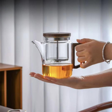 Ceainic „ZEN FLOW” 650 ml cu infuzor si sistem cu buton, sticla borosilicata [3]
