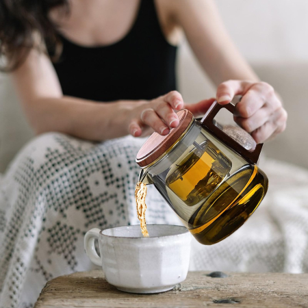 Ceainic „ZEN PRESS” 650 ml din sticla borosilicata fumurie, cu infuzor din sticla si sistem cu tija [3]