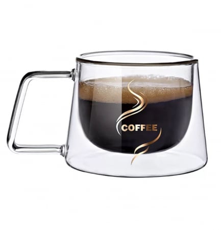 Ceasca COFFEE din sticla borosilicata cu pereti dubli, 180 ml
