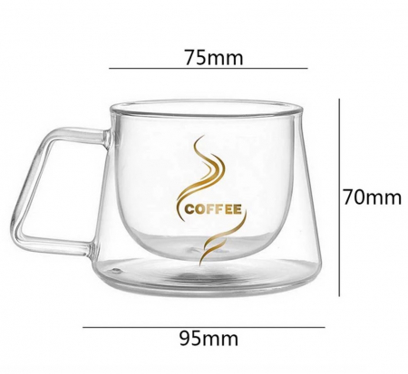 Ceasca COFFEE din sticla borosilicata cu pereti dubli, 180 ml [5]