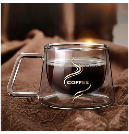 Set 2 Cesti COFFEE din sticla borosilicata cu pereti dubli, 180 ml [2]