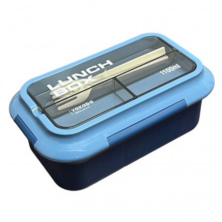 Servirea mesei - Cutie Alimente LUNCH BOX, 2 compartimente cu Lingurita si Furculita, 1100 ml