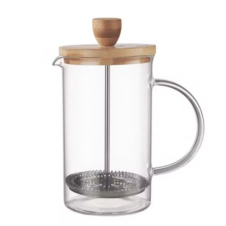 Ceainice si infuzoare - French press din Sticla Termorezistenta, Bambus si Inox, 1000 ml
