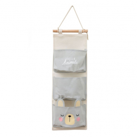 Cadouri si Decoratiuni - Organizator textil suspendat pentru jucarii si depozitare, Animals, 59x19.5 cm