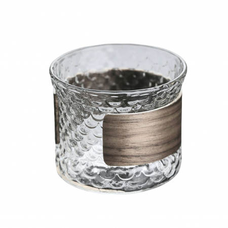 Pahare si Cani - Pahar din sticla borosilicata cu protectie lemn, 180 ml