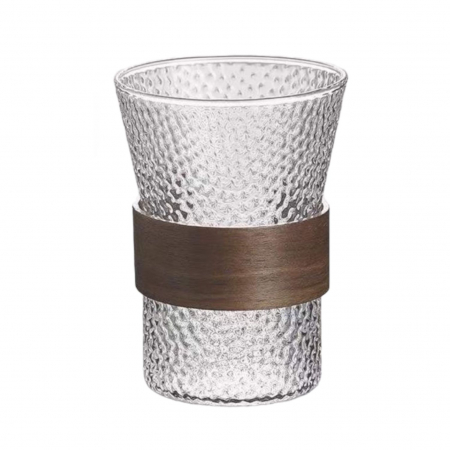 Pahare si Cani - Pahar din sticla borosilicata cu protectie lemn, 350 ml