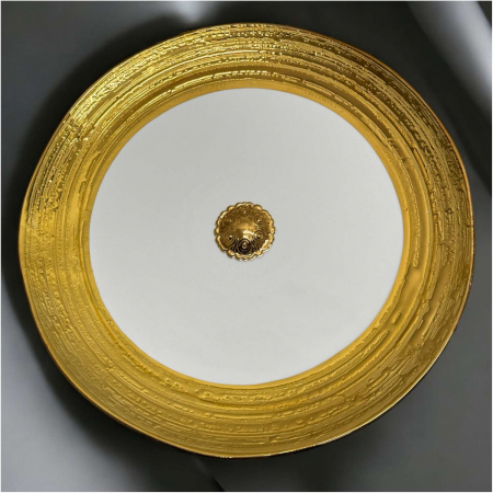 Platou de servire din portelan cu suport metalic, diametru 25 cm, inaltime 13.5 cm [2]