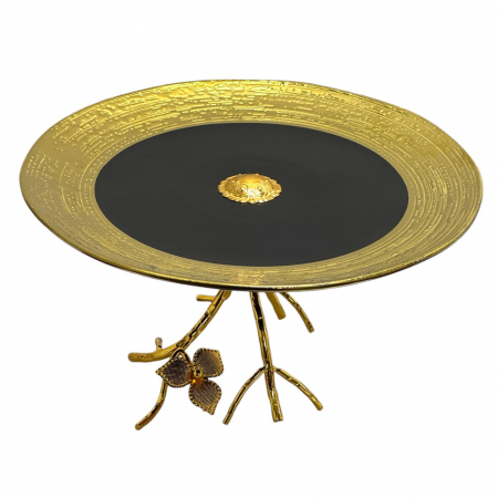 Platou de servire din portelan cu suport metalic, diametru 25 cm, inaltime 13.5 cm [6]