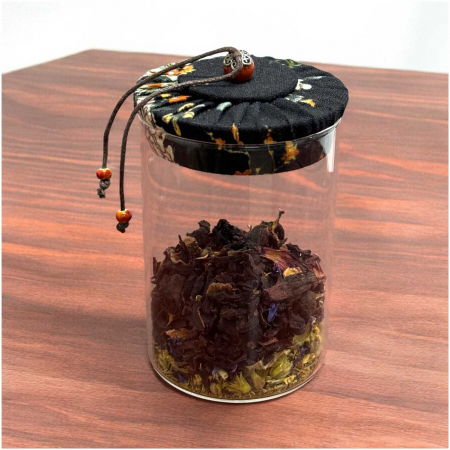 Depozitare si servire - Recipient cilindric din sticla borosilicata cu capac atans, 12x8 cm
