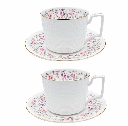 Seturi din Portelan - Serviciu din Portelan fosfatic, ROMANCE, 2 Cesti si Farfurii, 250 ml
