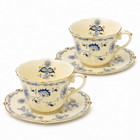 Serviciu Portelan Vintage 2 Cesti si farfurii, BLUE FLORAL [0]