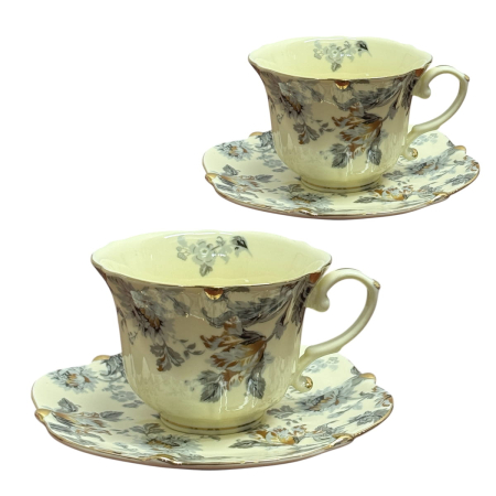 Surasul Cafelei - Serviciu Portelan Vintage 2 Cesti si farfurii, GOLDEN LEAF