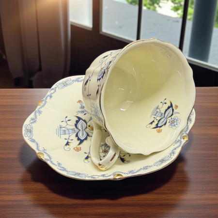 Serviciu Portelan Vintage 2 Cesti si farfurii, BLUE FLORAL [1]