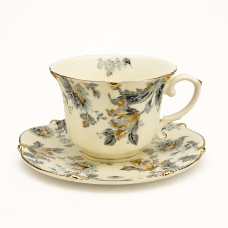 Serviciu Portelan Vintage 2 Cesti si farfurii, GOLDEN LEAF [4]