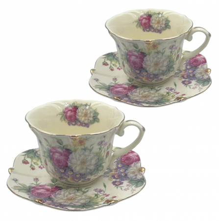 Savoarea Ceaiului - Serviciu Portelan Vintage 2 Cesti si farfurii, ROSES